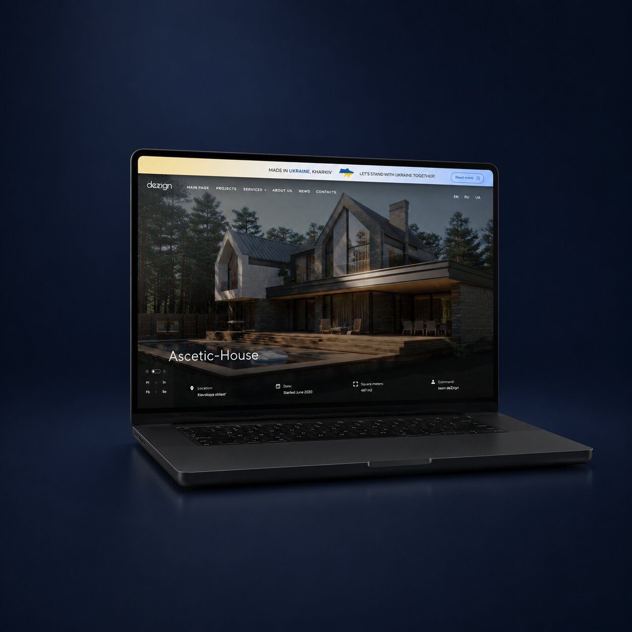 DeZZign website displayed on laptop mockup